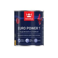 Tikkurila Euro Power 7 Краска моющаяся для стен и потолка интерьерная Матовая "База А"9L 2